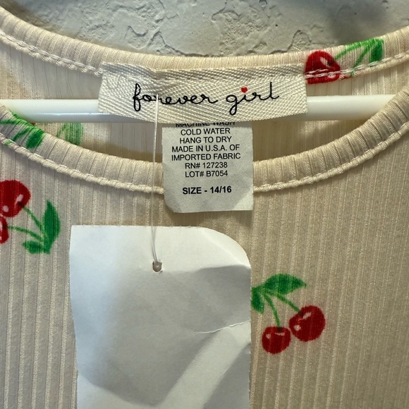 Forever girl Cherry Print Shirt by size 14/16 - Picture 2 of 2